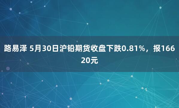 路易泽 5月30日沪铅期货收盘下跌0.81%，报16620元